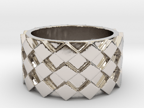 Futuristic Diamond Ring Size 5 in Rhodium Plated Brass