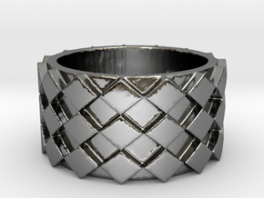 Futuristic Diamond Ring Size 5 in Fine Detail Polished Silver