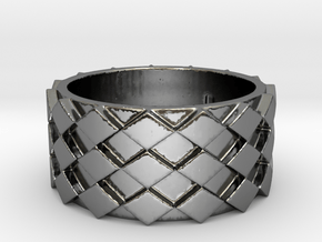 Futuristic Diamond Ring Size 8 in Fine Detail Polished Silver