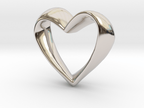 Twisted Heart in Rhodium Plated Brass