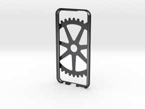 Iphone 6 Case- Cog pattern in Polished and Bronzed Black Steel