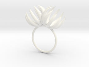 Double Bloom Ring size P1/2 in White Processed Versatile Plastic