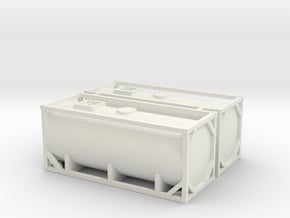 N Scale 20ft Tank Container (2pc) in White Natural Versatile Plastic