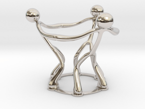 stickman egg cup V2 in Rhodium Plated Brass
