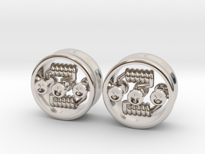 NEW! RDA PLUG STYLE EARRINGS 5/8" (Pair) in Rhodium Plated Brass