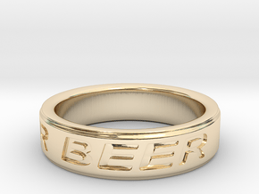 "NEED FOR BEER" Ring in 14k Gold Plated Brass: 8 / 56.75