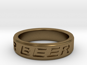 "NEED FOR BEER" Ring in Natural Bronze: 8 / 56.75