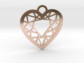 Diamond Heart Charm in 14k Rose Gold Plated Brass