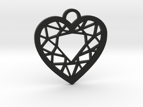 Diamond Heart Charm in Black Natural Versatile Plastic
