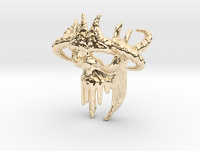 Skull-028-new scale in 3cm Passed in 14k Gold Plated Brass