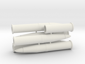 1/18 scale 105mm Howitzer shells in White Natural Versatile Plastic