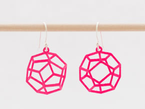 Dodecahedron Earrings in Pink Processed Versatile Plastic