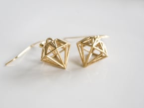 Diamond Earrings in Natural Brass