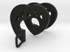 Bear Paw Heart Spiral Pendant in Black Natural Versatile Plastic