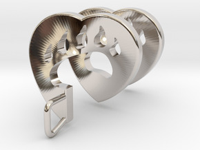 Bear Paw Heart Spiral Pendant in Platinum