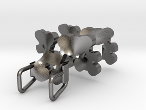 Spiral Teddy Bear Couple Pendant in Polished Nickel Steel