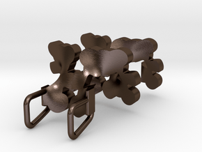 Spiral Teddy Bear Couple Pendant in Polished Bronze Steel
