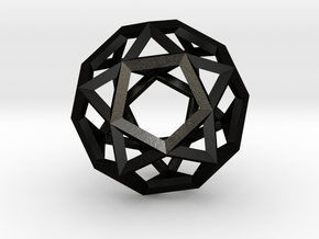 Icosi Dodecahedron(Leonardo-style model) in Matte Black Steel
