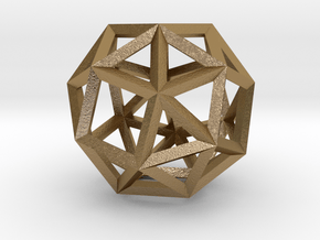 Snub Cube(Leonardo-style model) in Polished Gold Steel