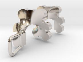 Spiral Teddy Bear Pendant in Rhodium Plated Brass