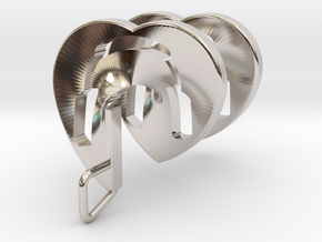 Headphones Heart Spiral Pendant in Platinum