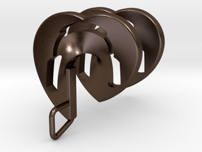 Headphones Heart Spiral Pendant in Polished Bronze Steel