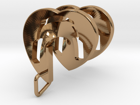 Headphones Heart Spiral Pendant in Polished Brass