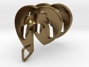 Headphones Heart Spiral Pendant in Polished Bronze