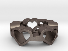 Love Lines Ring in Polished Bronzed-Silver Steel: 6 / 51.5