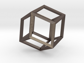Rhombic Dodecahedron(Leonardo-style model) in Polished Bronzed Silver Steel