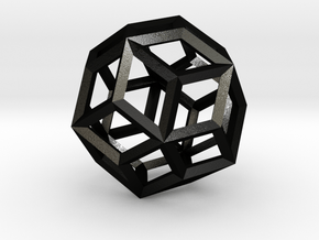 Rhombic Triacontahedron(Leonardo-style model) in Matte Black Steel