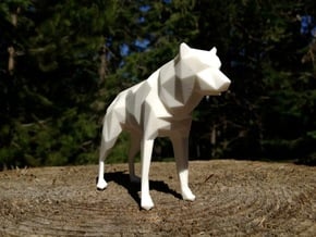 14cm Low Poly Wolf Statue in White Processed Versatile Plastic