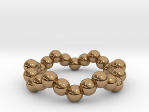 Ring Sphere 1 waved in Polished Brass