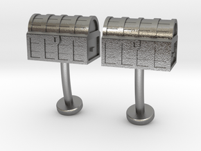 Tresure Chest cufflinks in Natural Silver