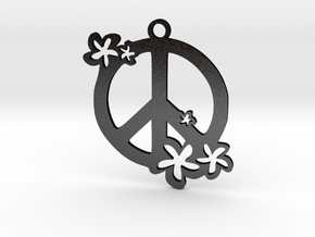 Peace Flowers Pendant in Matte Black Steel