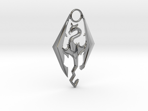 TES - Dragon Pendant in Fine Detail Polished Silver