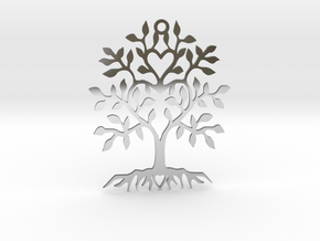 Tree Heart Pendant in Fine Detail Polished Silver
