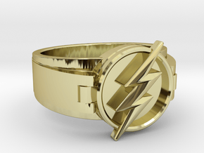 V2 Flash Ring Size 10.5, 20.20 mm in 18k Gold Plated Brass