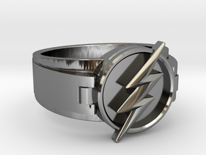 V2 Flash Ring Size 10.5, 20.20 mm in Fine Detail Polished Silver