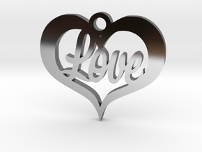 Love Heart  in Fine Detail Polished Silver