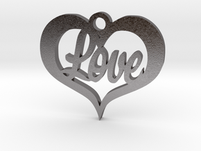 Love Heart  in Polished Nickel Steel