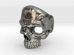 US Size 9 Skull Ring in Fine Detail Polished Silver