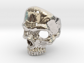 US Size 9 Skull Ring in Rhodium Plated Brass