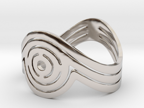 Concentric Ring Size 6 in Rhodium Plated Brass