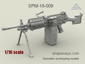 1/16 SPM-16-009 m249 MK48mod0 7,62mm machine gun in Clear Ultra Fine Detail Plastic