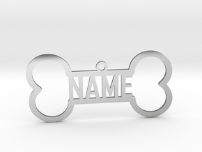 Your Name Bone Pendant in Fine Detail Polished Silver