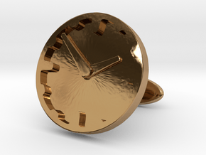 Clock Cufflink in Polished Brass
