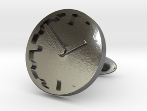 Clock Cufflink in Polished Silver