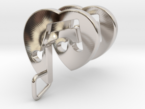 Beam Note Heart Spiral Pendant in Rhodium Plated Brass