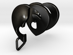 Quaver Note Heart Spiral Pendant in Matte Black Steel